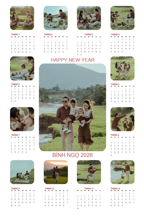 Mẫu thiết kế Lịch đơn treo tường Kỷ niệm gia đình 1766782182