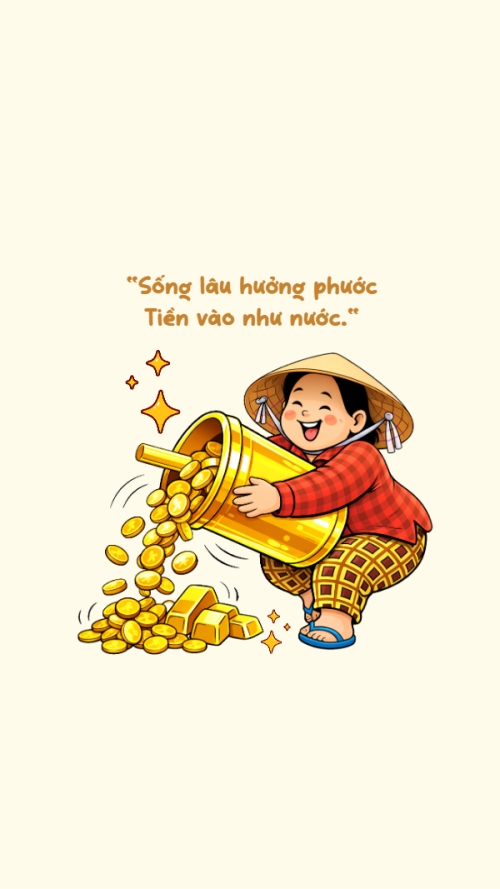 Mẫu thiết kế Hình nền điện thoại Sống lâu hưởng phước, tiền vô như nước 1767032023