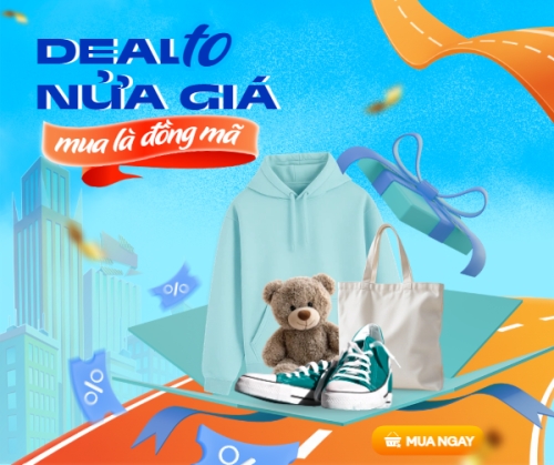 Mẫu thiết kế Bài post MXH ngang Deal to nửa giá mua là đồng mã 1765378343