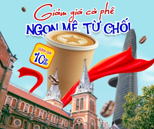 Mẫu thiết kế Bài post MXH ngang Giảm giá cà phê ngon mê từ chối 1765378659