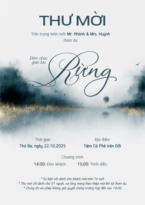 Mẫu thiết kế Thư mời Âm nhạc, music, văn nghệ, giải trí, acoustic, sự kiện, event, giao lưu, simple, đơn giản 1765991709
