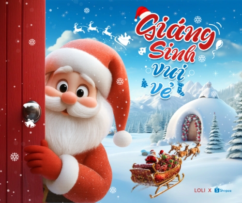 Mẫu thiết kế Bài post MXH ngang Giáng sinh vui vẻ 1765590988