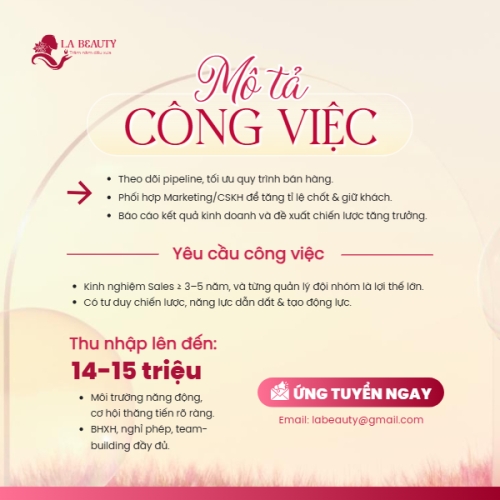 Mẫu thiết kế Bài post MXH vuông Tuyển dụng kỹ thuật viên thẩm mỹ 1765997292