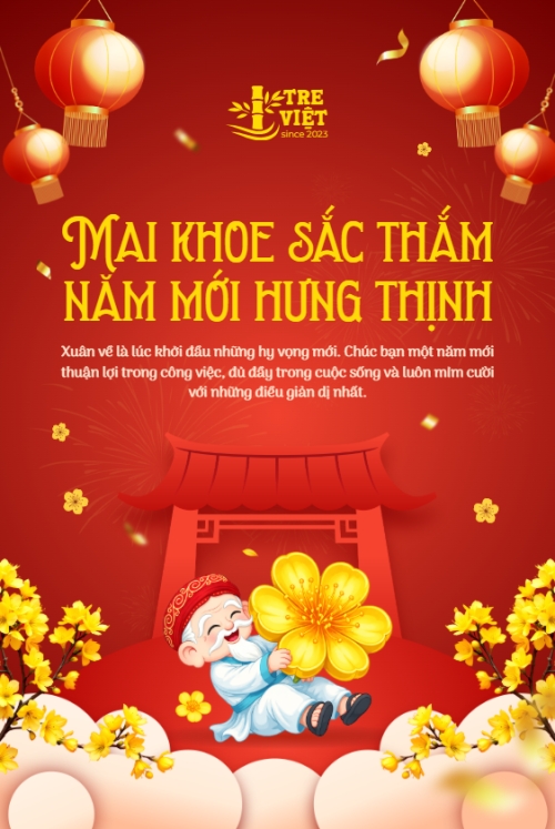 Mẫu thiết kế Bài post MXH dọc Mai khoe sắc thắm năm mới hưng thịnh 1768317228