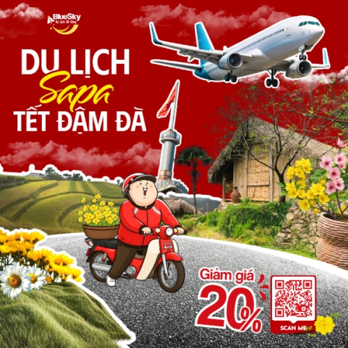 Mẫu thiết kế Bài post MXH vuông Du lịch Sapa tết đậm đà 1769680908