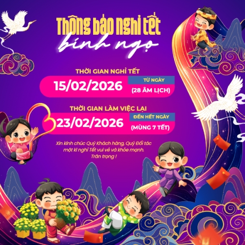 Mẫu thiết kế Bài post MXH vuông Nghỉ lễ Xuân Bính Ngọ 1769668237