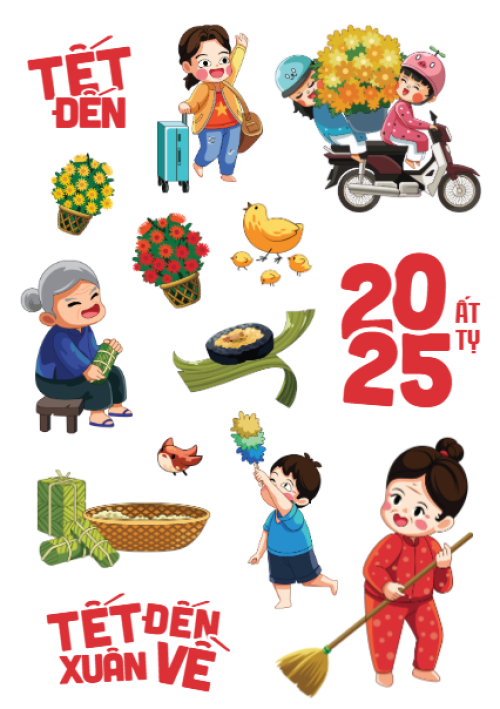 Mẫu thiết kế Nhãn Sticker - Sticker Sheets Tết, Xuân, Ất tỵ, năm 2025, 2025, sự kiện, event 1769668820