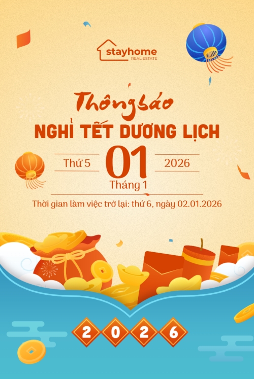 Mẫu thiết kế Bài post MXH dọc Thông báo lịch nghỉ Tết dương lịch 2026 1768317228