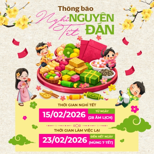 Mẫu thiết kế Bài post MXH vuông Thông báo nghỉ tết Nguyên Đán 1769674288