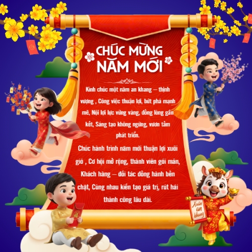 Mẫu thiết kế Bài post MXH vuông Chúc mừng năm mới 1767954683