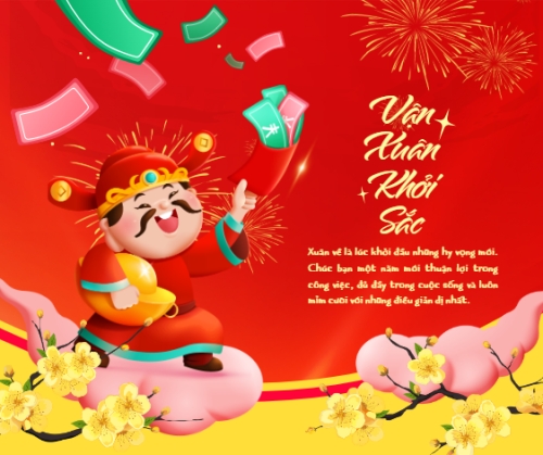 Mẫu thiết kế Bài post MXH ngang Vận xuân khởi sắc 1768317695