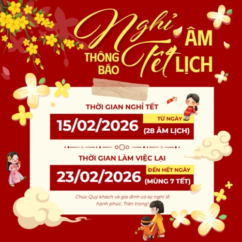 Mẫu thiết kế Bài post MXH vuông Thông báo nghỉ tết âm lịch 1768395651