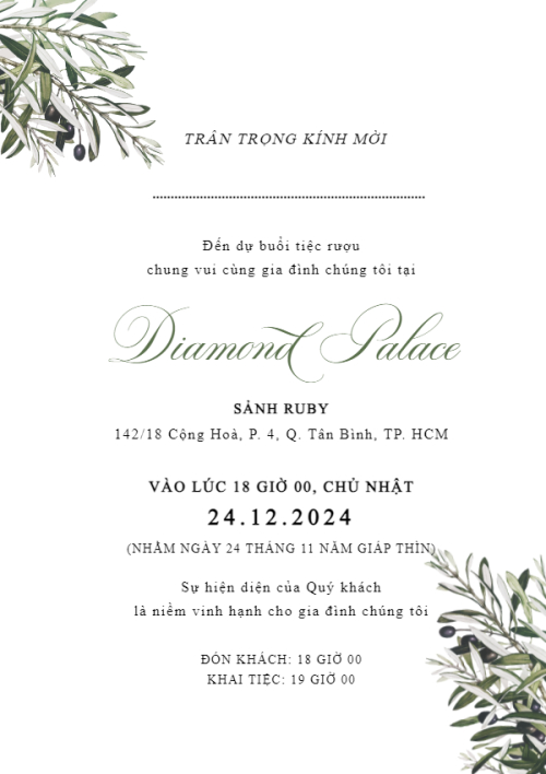 Mẫu thiết kế Ruột thiệp cưới Miracle Love, hoa lá, thiên nhiên, floral, vintage, hiện đại 1767929259