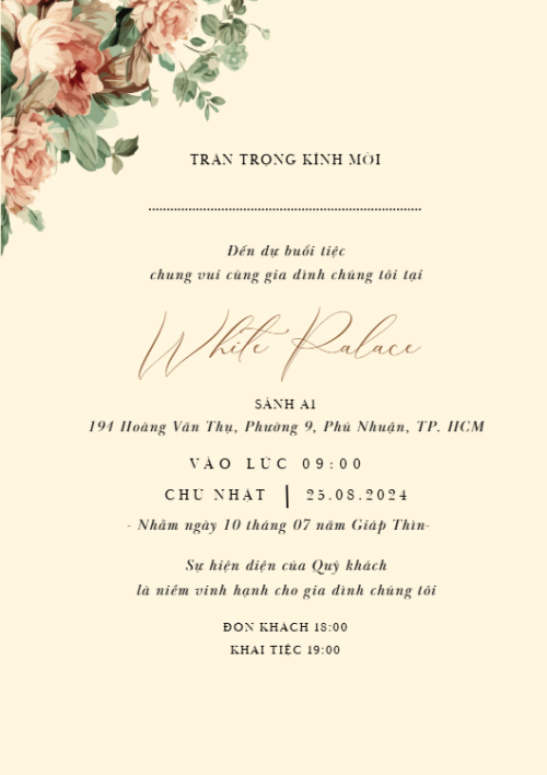 Mẫu thiết kế Ruột thiệp cưới Vintage Flower, cổ điển, vintage, retro, classic 1767891419