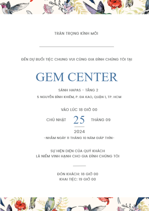 Mẫu thiết kế Ruột thiệp cưới Món Quà Mùa Xuân 03, hoa lá, thiên nhiên, floral, chim, động vật 1767929349