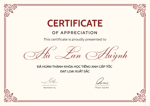 Mẫu thiết kế Bằng khen Spa, thẩm mỹ, beauty, làm đẹp, giáo dục, education, Tiếng Anh, ngoại ngữ 1767987260