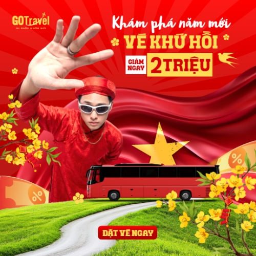 Mẫu thiết kế Bài post MXH vuông Khám phá năm mới vé khứ hồi giảm 2 triệu 1767954708