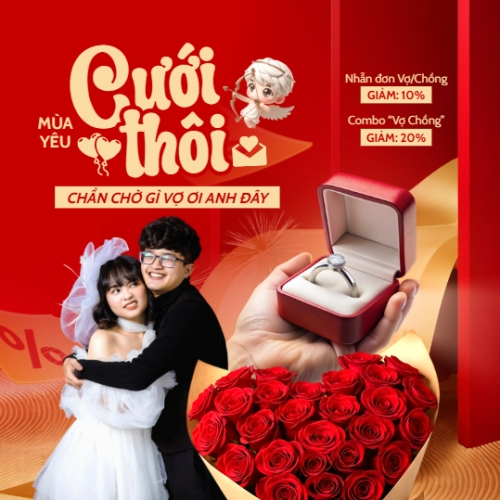 Mẫu thiết kế Bài post MXH vuông Mùa yêu cưới thôi 1769668277