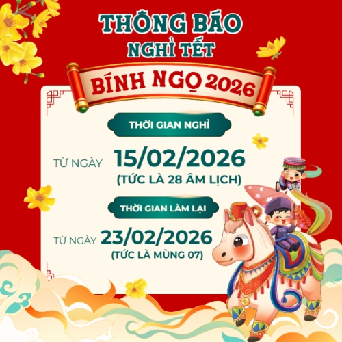 Mẫu thiết kế Bài post MXH vuông Thông nghỉ tết Nguyên Đán 1768317334