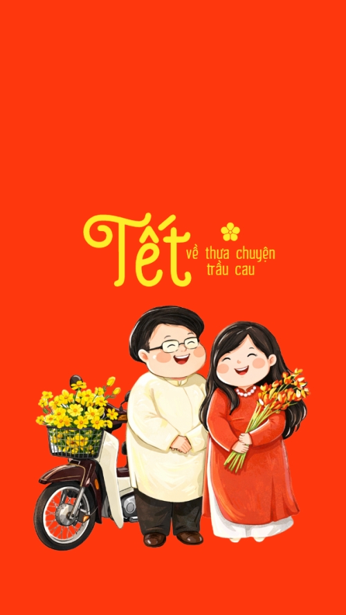 Mẫu thiết kế Hình nền điện thoại Tết về thưa chuyện trầu cau 1767954706