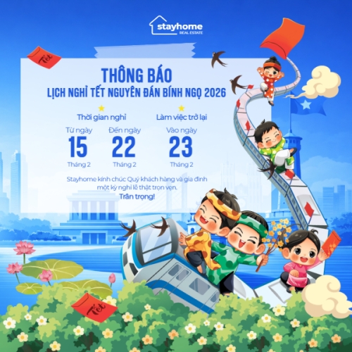 Mẫu thiết kế Bài post MXH vuông Thông báo lịch nghỉ tết nguyên đán Bính Ngọ 2026 1768317334