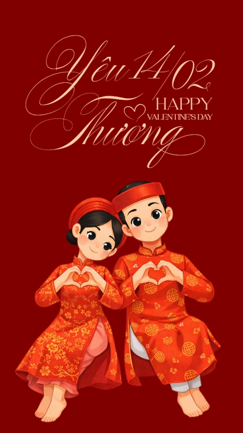 Mẫu thiết kế Hình nền điện thoại Yêu thương 14/02 1769674184