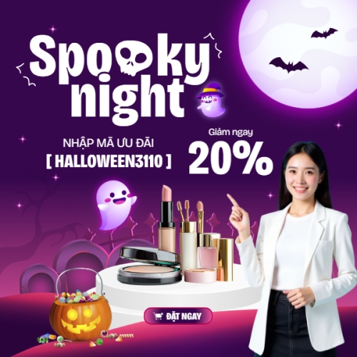 Mẫu thiết kế Bài post MXH vuông Halloween, lễ hội ma quái, sự kiện, event, mỹ phẩm, cosmetic, làm đẹp, beauty, dễ thương, cute, chibi, hoạt hình, cartoon 1769674258
