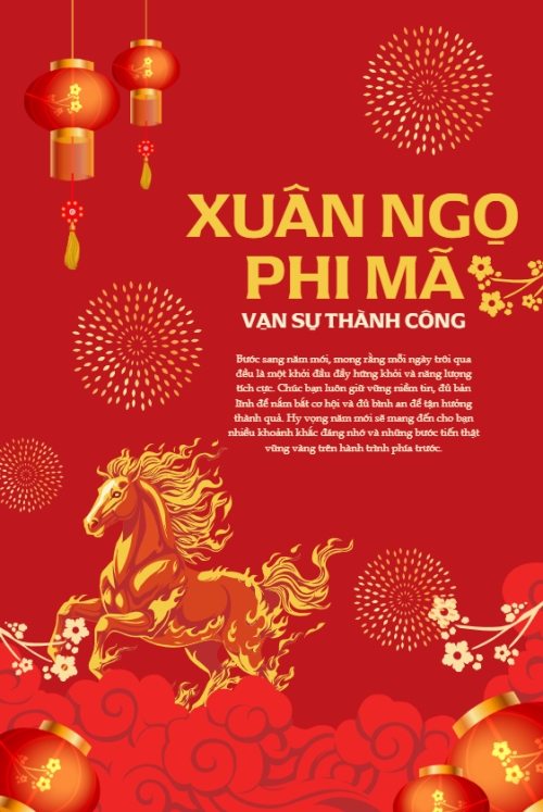 Mẫu thiết kế Bài post MXH dọc Xuân ngọ phi mã vạn sự thành công 1768317228