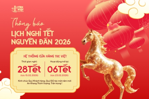 Mẫu thiết kế Bài post MXH ngang Thông báo lịch nghỉ tết nguyên đán Bính Ngọ 2026 1769668615