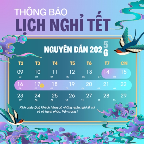 Mẫu thiết kế Bài post MXH vuông Thông báo nghỉ tết Nguyên Đán 1768395651