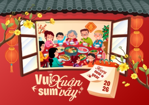 Mẫu thiết kế Thiệp chúc mừng Vui xuân sum vầy 1769668808