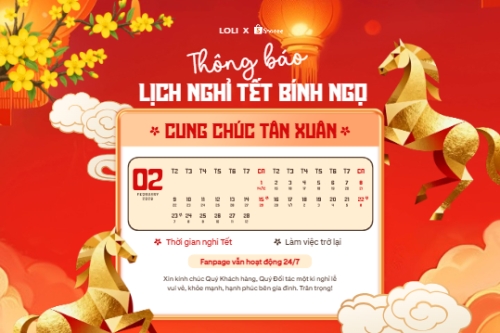 Mẫu thiết kế Bài post MXH ngang Thông báo lịch nghỉ tết nguyên đán Bính Ngọ 2026 1769668615