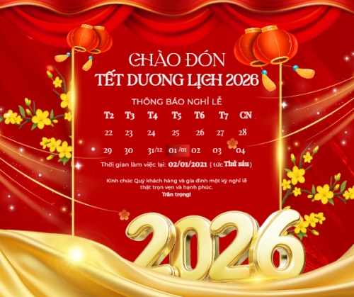 Mẫu thiết kế Bài post MXH ngang Thông báo lịch nghỉ Tết dương lịch 2026 1768317695