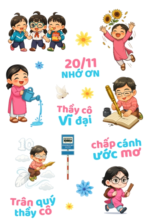 Mẫu thiết kế Nhãn Sticker - Sticker Sheets 20/11 nhớ ơn 1769662566