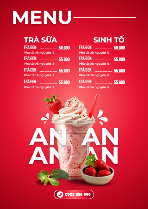 Mẫu thiết kế Menu tờ rời (dọc) Nước uống, juice, giải khát, F&B, drink, nước ép 1768030323