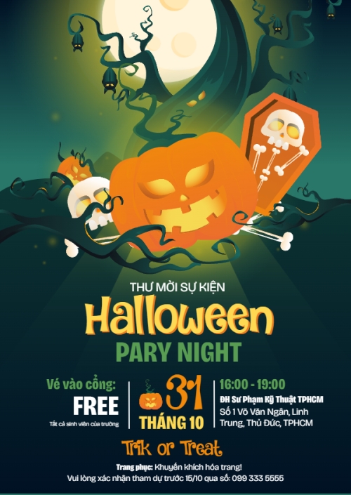 Mẫu thiết kế Thư mời Halloween, lễ hội ma quái, sự kiện, event, dễ thương, cute, chibi, hoạt hình, cartoon 1769662657