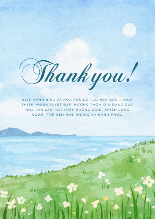 Mẫu thiết kế Ruột thiệp cưới Biển và hoa, hoa lá, thiên nhiên, floral, màu nước, watercolor 1767757680