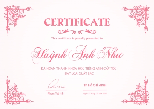 Mẫu thiết kế Bằng khen Spa, thẩm mỹ, beauty, làm đẹp, giáo dục, education, Tiếng Anh, ngoại ngữ 1767987260