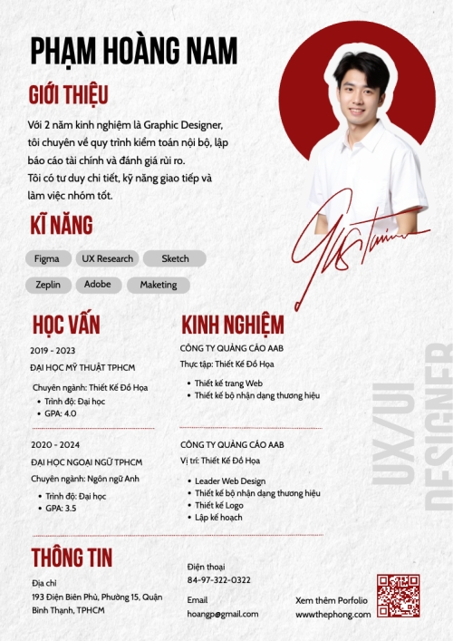 Mẫu thiết kế Hồ sơ xin việc Thiết kế, designer, UX/UI , truyền thông, đơn giản, simple, minimalist, tối giản, hiện đại 1769668923