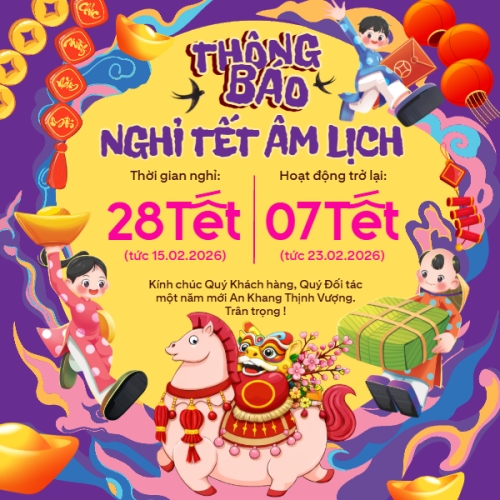 Mẫu thiết kế Bài post MXH vuông Thông báo nghỉ tết âm lịch 1770446974