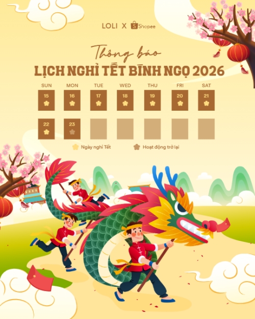 Mẫu thiết kế Bài post MXH dọc Thông báo lịch nghỉ tết nguyên đán Bính Ngọ 2026 1772034096