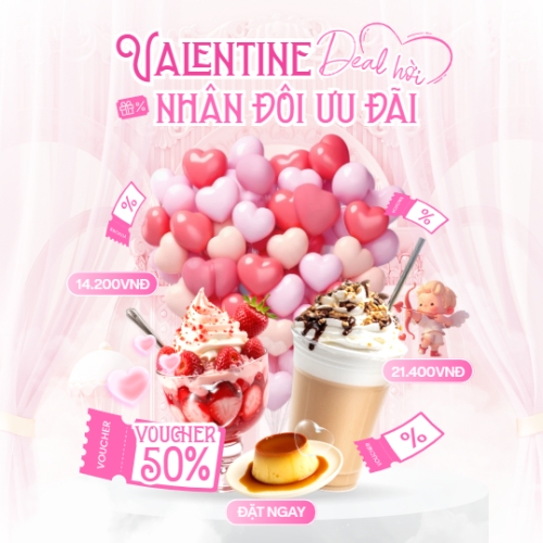 Mẫu thiết kế Bài post MXH vuông Valentine deal hời nhân đôi ưu đãi 1770460425