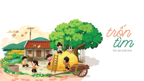 Mẫu thiết kế Hình nền máy tính Trốn tìm, trò chơi dân gian, truyền thống, Việt Nam, traditional, dễ thương, cute, chibi, hoạt hình, cartoon 1770453534