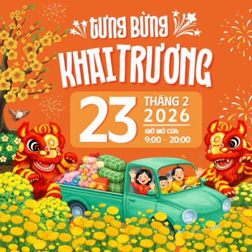 Mẫu thiết kế Bài post MXH vuông Tưng bừng khai trương 1772034010