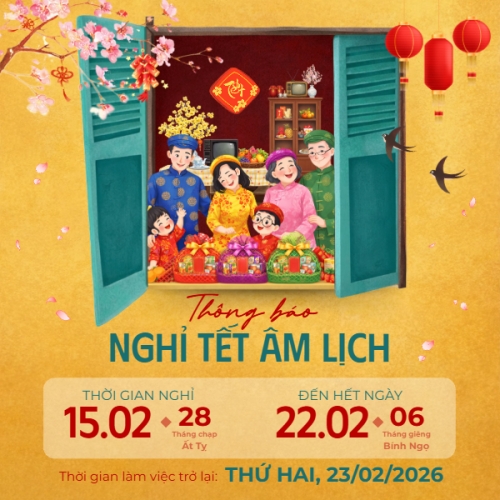 Mẫu thiết kế Bài post MXH vuông Thông báo nghỉ tết âm lịch 1770446974