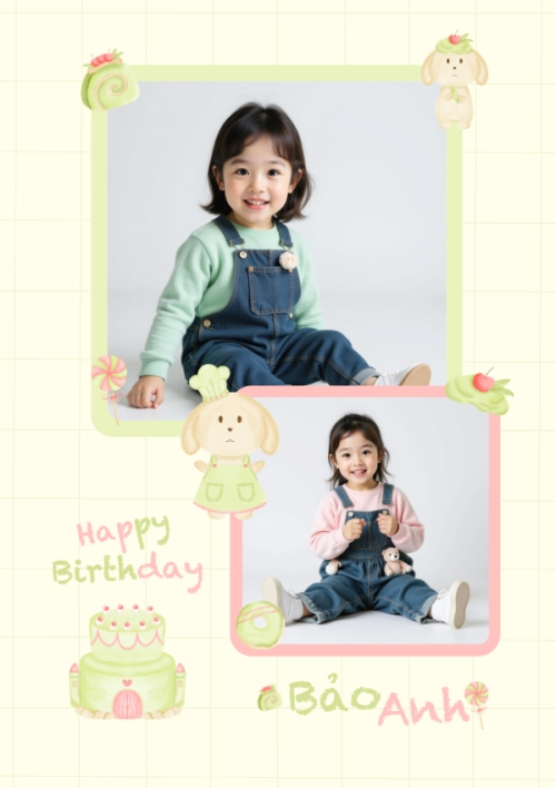 Mẫu thiết kế Khung ảnh (dọc) Em bé, baby, trẻ em, kids, dễ thương, cute, sinh nhật, birthday 1770439113