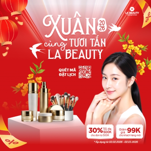 Mẫu thiết kế Bài post MXH vuông Xuân 2026 tươi tắn cùng La Beauty 1770447020