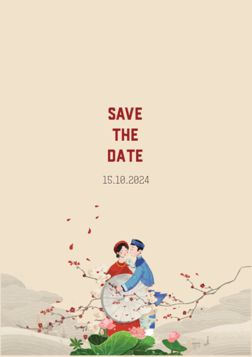 Mẫu thiết kế Ruột thiệp cưới Phu Thê, truyền thống, traditional, dân gian, chibi, dễ thương 1770427436