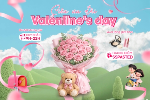 Thiết kế Bài post MXH ngang Siêu ưu đãi valentine's day