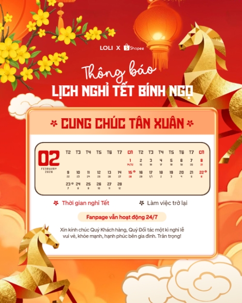 Mẫu thiết kế Bài post MXH dọc Thông báo lịch nghỉ tết nguyên đán Bính Ngọ 2026 1772034008